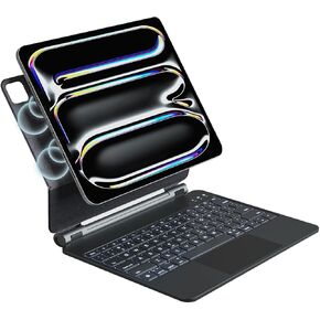 iPad Pro 13 inch case 2024 with keyboard, Keyboard Case for iPad Pro 13-inch (M4, 2024) with 7 Colors Backlight, Multi-Touch Trackpad, Easy-Set Magnetic Stand, Auto Sleep/Wake (Black)