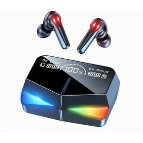 سماعات أذن ستيريو لاسلكية من إدواردز 5.3 بلوتوث - صوت غامر ممتاز، بطارية 24 ساعة، تصميم خفيف الوزن، ميكروفون مدمج، مقاومة للعرق، اتصال طويل المدى، أسود in Kuwait