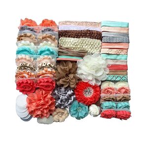 Hairband Kit - Sandy Beaches, 30 pcs DIY Baby Shower Headband Set with Assorted Flowers & Elastics