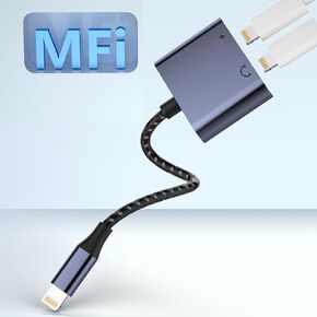 2-in-1 iPhone Lightning to 2 Lightning Adapter iPhone Splitter Audio & Charge, Lightning to Dual Lightning Audio + Charger Adapter Splitter for iPhone 14/13/12/11/Pro/SE/X/XS/8 [Apple MFi Certified]