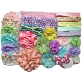 Bowtique Emilee Mini Headband Kit Makes 14 Headbands, DIY Baby Headband Kit - Pastel Rainbow