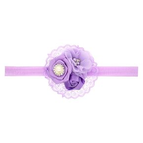 Infant Lavender Flower Headbands Flower Baby Girls Turban Headband Head Wrap With Pearl.(FD66) (Lavender D)