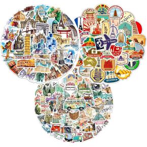 Travel Sticker 150PCS,Waterproof Vinyl World Landmark Graffiti Stickers for ，Water Bottle, Laptop, Skateboard, Helmet, Car Decals, Perfect Gifts