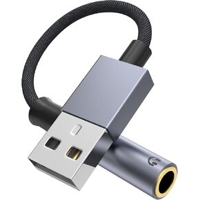 AUX to USB Adapter USB to 3.5mm Jack Audio Adapter, USB to Aux Cable External Stereo Sound Card USB to 3.5mm TRRS Female Compatible with Headset, PC, Laptop, Linux, Desktops, PS4 and More Device