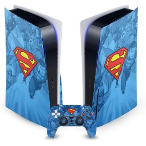 Head Case Designs Officially Licensed Superman DC Comics Character Collage Logos and Comic Book Vinyl Faceplate Sticker Gaming Skin Decal Cover Compatible with PS5 Disc Console & DualSense