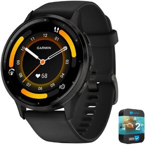 Garmin 010-02784-01 Venu 3 Health and Fitness GPS Smartwatch Steel Bezel w/Black Case 45mm Bundle with 2 YR CPS Enhanced Protection Pack
