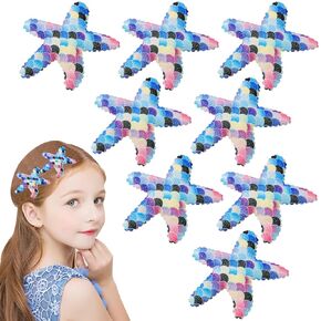 Starfish Hair Clips Mermaid Hair Clip Glitter Sea Star Hair Barrettes Hair Alligator Clips for Women Girls Kids Cosplay Beach Vacation Birthday Party Costume Accessories Gift 8pcs (Pink)