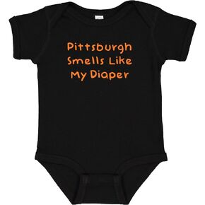 Pittsburgh Smells Like My Diaper Bengals Fan Baby Bodysuit - Black