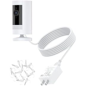 Power Adapter for Ring Stick Up Camera Plug in Cord Compatible with Ring Up Cam Battery 3rd, 2nd Gen, Spotlight Cam Battery, Waterproof Outdoor Charger Cable, Continuously Charge, White Cord 26FT
