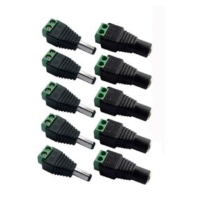 5 Pairs 12V DC Power Connector, Male Female 5.5mm x 2.5mm Barrel Jack Connector for CCTV Security Camera Led Strip Wire Ends Plug