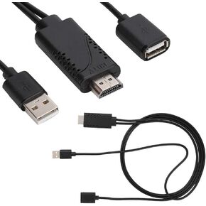 3 in 1 USB Female to Male HDTV Adapter, 1080P HD USB to Digital AV Adapter Cable, Plug and Play, Mirroring HDTV Adapter for iOS Android Devices