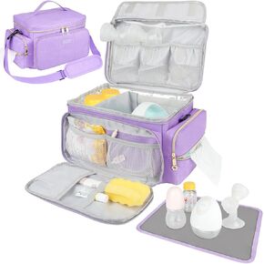 Breast Pump Bag Compatible with Spectra S1 and S2 with Insulated Compartment,Breast Pump Storage Bag with Waterproof Mat for Pumping Essentials,Black,Bag Only