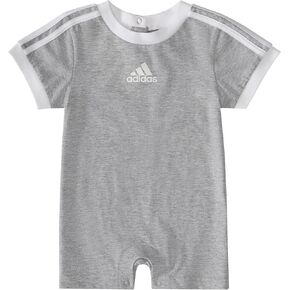 adidas baby-boys Short Sleeve 3-stripe Shortie RomperRompers