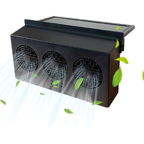 Car Exhaust Fan Solar Power Car Window Exhaust Fan Auto Ventilation Fan Car Radiator Cooling Fan with Three Air Outlet Car Vent Cooler Solar Vent Fan for Car (Black-Type A)