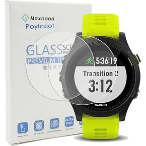 Poyiccot (2-Pack) Garmin Forerunner 935 Screen Protector Glass, 0.3mm Ultra-Thin 9H Hardness Anti-Fingerprint 2.5D Round Edge Watch Tempered Glass Screen Protector for Garmin 935