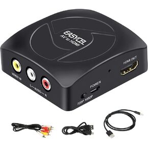RCA to HDMI Converter with HDMI and RCA Cables, EASYCEL Composite to HDMI Converter, CVBS/ AV to HDMI Converter, AV2HDMI Converter