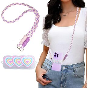 Cute Phone Strap, Crossbody Lanyard with Acrylic Clip, Aesthetic Love Phone Chain Girl Women, Anti-Slip Safety Cell Phone Lanyard Holder Neck Phone Tether for Most Smartphones