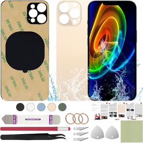 Rear Back Cover Glass Replacement Compatible with iPhone 13 Pro 6.1" + Professional Tools (Gold)