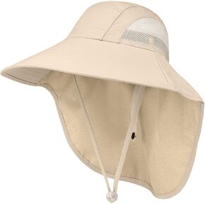 Kids Sun Hat UPF50+ Summer Beach Play Sun Protection Hats with Neck Flap for Ages 5~14 Girls Boys
