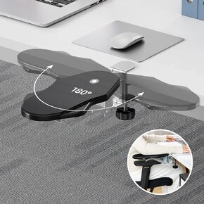 Ergonomics Desk Extender Tray, Table Mount Arm Wrist Rest Shelf, 90° Foldable Elbow Arm Support,Foldable, Swivel, Computer Desk Extender Tray for Home and Office (Black)