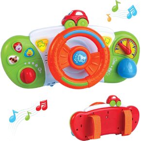 My First Baby Stroller Toy, Toddler Steering Driving Wheel, Car Seat Educational Learning Driver Toys, Pretend Drive Dashboard, Infant Baby Preschool Gift 6 7 8 9 10 11 12 month 1 year old