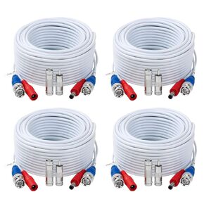 4 Pack 25 Feet BNC Video Power Cable,BNC Extension Wire Video Security Camera Wire with Connectors for CCTV Camera DVR Surveillance System