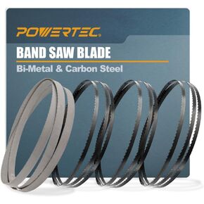 POWERTEC 62 Inch Bandsaw Blades Assortment for Woodworking & Non-Ferrous Metal Cutting, Band Saw Blades for WEN 3939, 3939T, Ryobi, Grizzly, Skil, Sears Craftsman and POWERTEC 9" Band Saw, 4pk (13707)