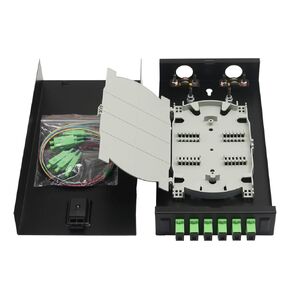 SC-SM 6 Simplex 6 Port Wall Mount Fiber Enclosure with Splice Tray Singlemode SC-APC Kit (includes 1.2 Meter Pigtail and 6PC Coupler)