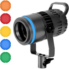 Yofuly P60S Cob Video Light, 40w Studio Fill Light with Remote Control, 18°-60° Focus Range Adjustable, CCT 2800k-7000k, CRI 95+, 4800lums, Continuous Output Light for Tabletop Live Streaming-BLACK