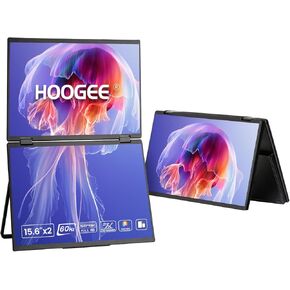 Laptop Screen Extender, 15.6" 1080P Dual Monitor Folding Stacked Moniter, FHD IPS Portable Travel Monitor, Triple Screen Monitor Extender for Laptop(Wins/Mac), USB-C HDMI/270°Rotation/VESA Supported