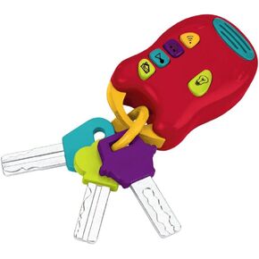 Battat – Toy Keys Set – 3 Keys & Remote With 4 Fun Sounds – Mini Flashlight – Toy Car Keys With Fob For Baby, Toddler – 10 Months + – Light & Sound Keys, Red