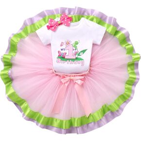 IDOPIP Butterfly Bee 1st Birthday Outfit Baby Girl Boho Floral Romper Tutu Skirt Headband Costume for Cake Smash Photo Shoot