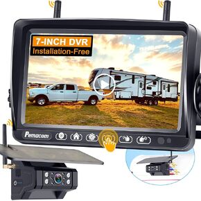 Wireless RV Backup Camera Install-Free for Trailer: 7 Inch Recording Monitor Solar RV Rear View Camera Long Battery Life - Strong Magnetic RV Camera HD 1080P for Furrion Voyager Series RVs Trucks
