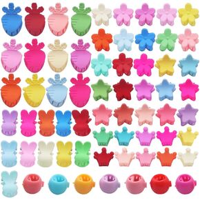100pcs Mini Hair Claw Clips Colorful Cartoon Animals/Vegetables/Flower Mini Hair Claw Clips Small Barrettes for Baby Girls Toddlers Teens Kids(Random Style)