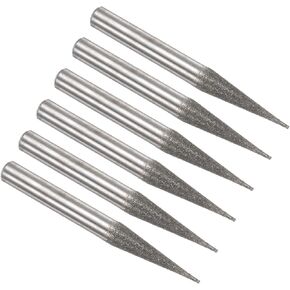 6pcs Diamond Grinding Bit - [6mm Dia 120 Grtis] Tapered Head Carving Drill Bits Rotary Tool for Carving Polishing Use | 6mm Round Shank