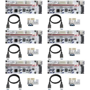 PCIE Riser Card, PCI-E 1X to 16X Extender Riser Card with 24in USB3.0 Extension Cable, for GPU Mining(White-6 PCS
