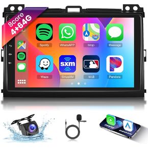 Hodozzy 4G+64G 8 Core Android Car Stereo for Toyota Land Cruiser Prado 120/Lexus GX470 2004-2009 with Wireless Carplay & Android Auto, 9 Inch Touch Screen Car Radio with GPS,Bluetooth,WIFI,Camera
