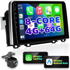 for Honda CRV 2017-2021 Upgrade Android Radio Compatible with Wirelessly Carplay Android Auto Car Stereo Bluetooth Navigation Touch Screen GPS 8core 4GB RAM 64GB Head Unit Multimedia Player