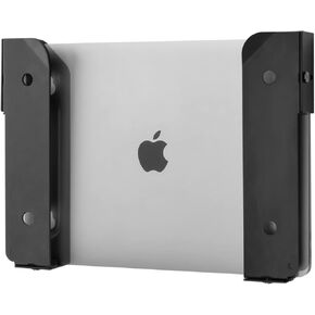 Wall Mount and Under Desk Mount Laptop Holder, Universal Laptop Storage Bracket for Devices Up to 1.18" Thick Macbooks, Surface, Keyboards, Tablets & More (Metal Black)