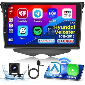 2+64G Android 13 CarPlay Car Stereo Radio for Hyundai Veloster 2011-2015, 9'' HD Touch Screen Compatible with Android Auto, AHD Backup Camera, Mirror Link, GPS, WiFi, FM RDS in Saudi Arabia