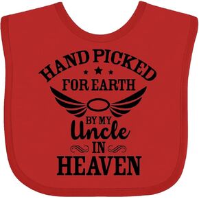 inktastic Handpicked for Earth By My Uncle in Heaven with Angel Wings Baby Bib