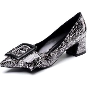 YODEKS Women’s Pointed Toe Pumps,2 Inches Chunky Block Heels Pumps,2 inches Classic Office Daily Dress Shoes