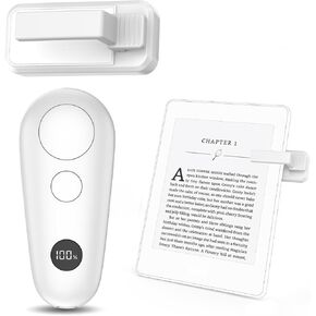 RF Remote Control Page Turner for Kindle Paperwhite Accessories,Power Display Remote Page Turner for Phone iPad iOS Android Tablets Taking Reading Novels Taking, Two Button + White