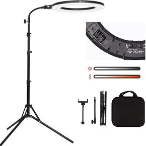 18" 60W LED Ring Light with Light Stand,Soft Tube,Phone Holder, Beauty Lighting Eyebrow Eyelash Extension Tattoo Lamp Makeup Selfie Live Streaming Dimmable Photography Studio Video Light