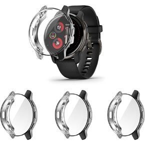 FitTurn Protective Case Compatible with Garmin Venu2 Venu 2 Plus Screen Protector Case Cover for Garmin Venu 2 Plus 43mm Soft Ultra-Slim Protector Bumper (3Pack Clear)