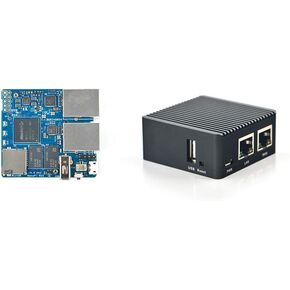 NanoPi R2S Open Source Mini Router with Dual-Gbps Ethernet Ports 1GB DDR4 Based in RK3328 Soc for IOT NAS Smart Home Gateway, Bundle with CNC Metal Case