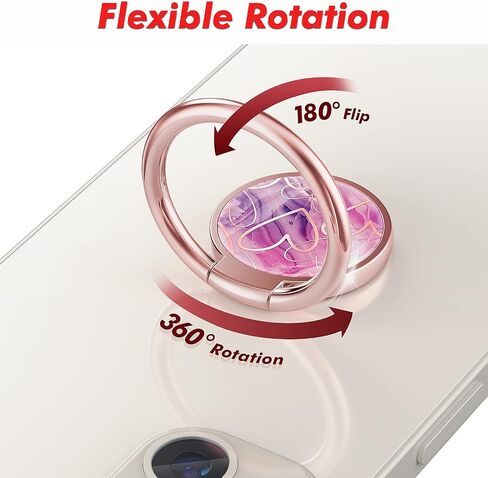 Cell Phone Ring Holder, Finger Ring Stand, 360 Degree Rotation Finger Ring Kickstand, Metal Grip for Magnetic Car Mount Compatible with Smartphones Accessories,Black Pink in Saudi Arabia