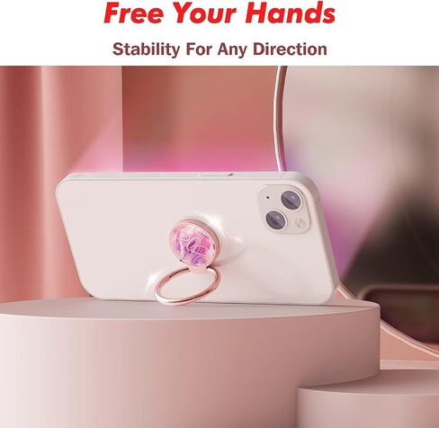 Cell Phone Ring Holder, Finger Ring Stand, 360 Degree Rotation Finger Ring Kickstand, Metal Grip for Magnetic Car Mount Compatible with Smartphones Accessories,Black Pink in Saudi Arabia