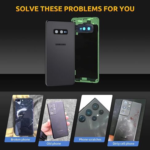 Battery Cover for Samsung Galaxy S10 G973 Back Glass Back Cover Replacement Repair Set with Camera Glass (Prism Black) in Saudi Arabia