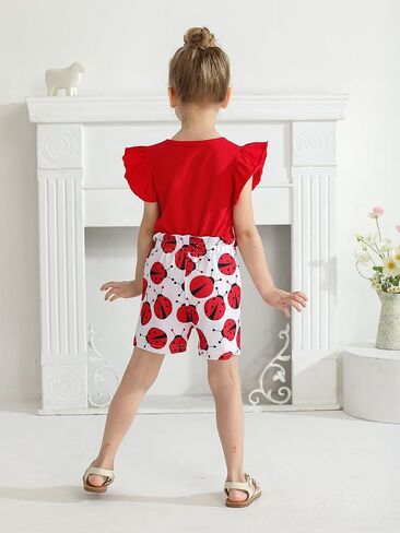 Kulcerry Toddler Baby Girl Summer Clothes Outfits Short Sleeve T-Shirts Tops Shorts Clothes Set in Kuwait